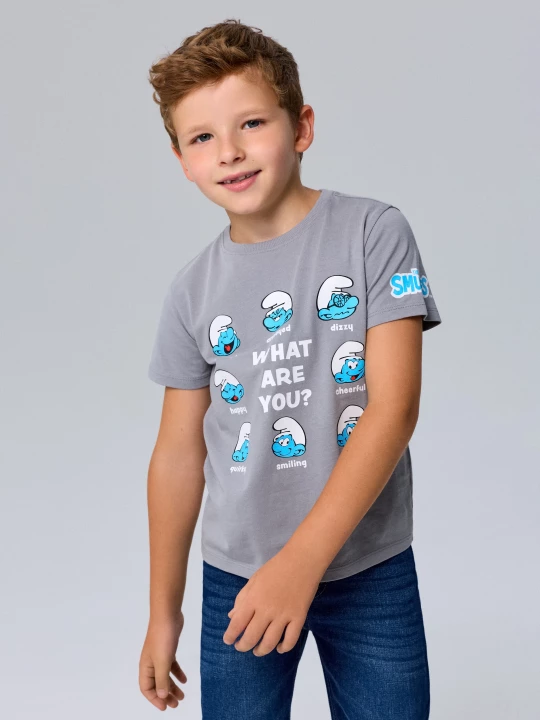 Obrázek produktu Sinsay - Bawełniana koszulka z nadrukiem The Smurfs - szary