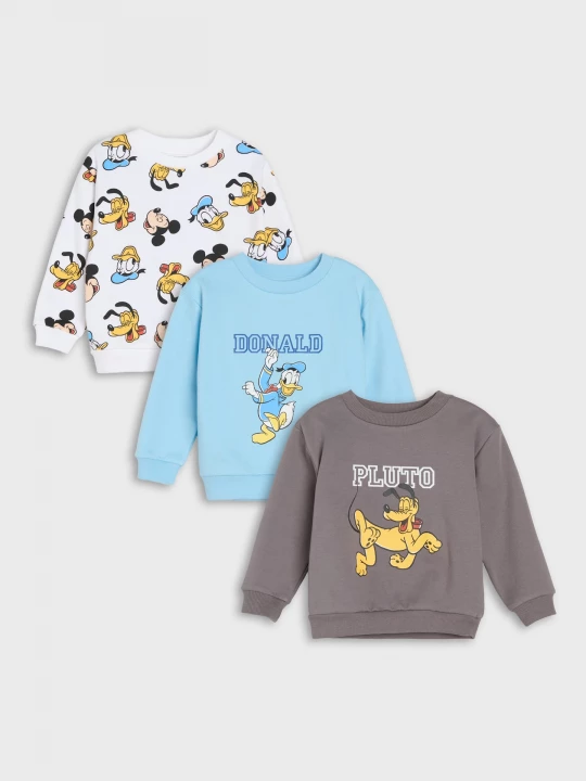 Obrázek produktu Sinsay - Bawełniane bluzy crewneck Disney 3 pack - niebieski