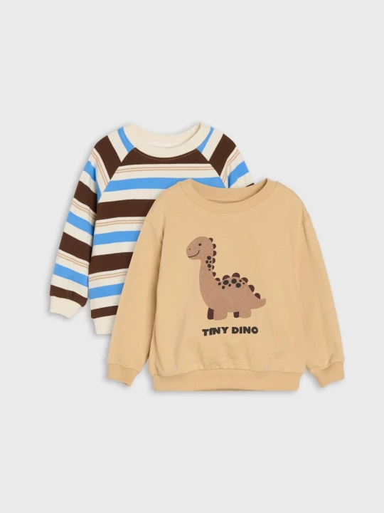 Obrázek produktu Sinsay - Bawełniane bluzy crewneck z motywem dinozaura 2 pack - wielobarwny