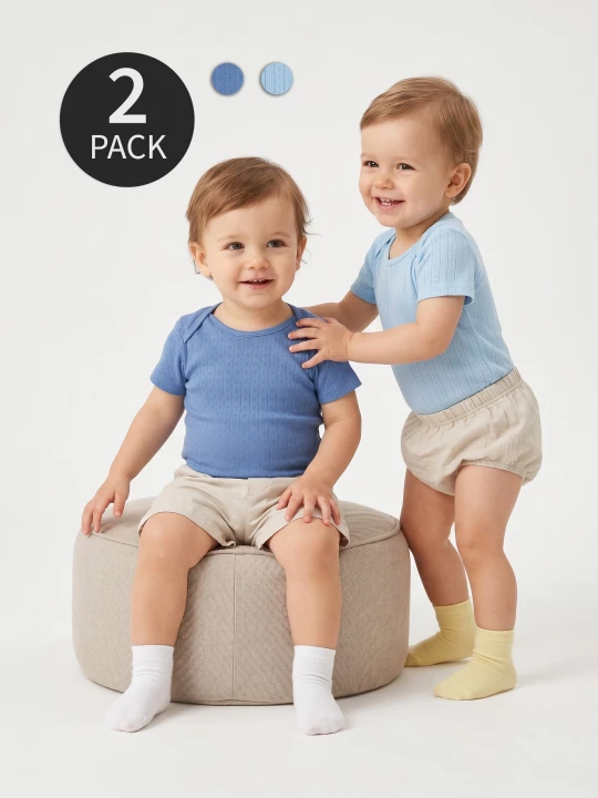 Obrázek produktu Sinsay - Bawełniane body z ażurowym wzorem 2 pack - granatowy