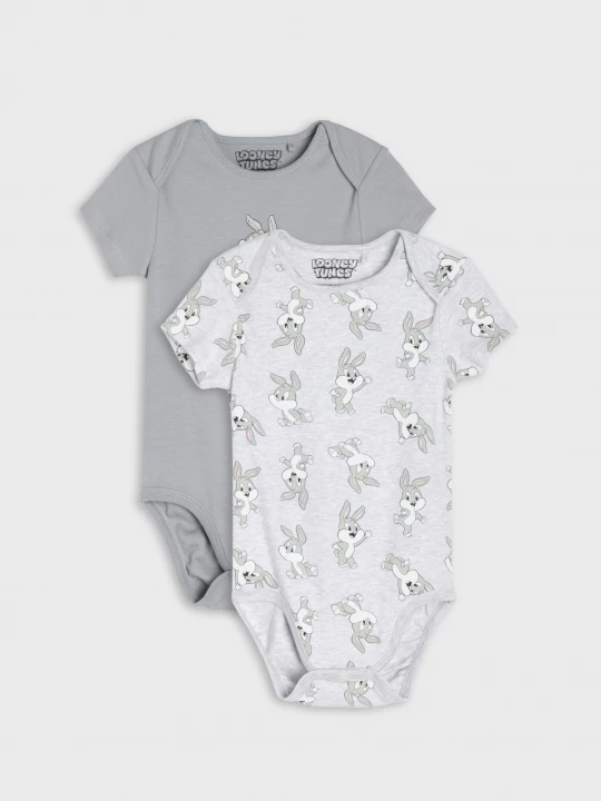 Obrázek produktu Sinsay - Bawełniane body z nadrukiem 2 pack Looney Tunes - szary