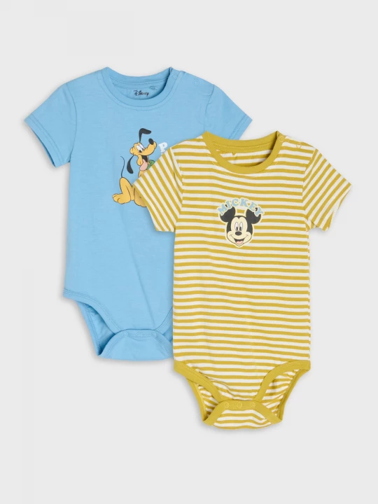Obrázek produktu Sinsay - Bawełniane body z nadrukiem 2 pack Mickey Mouse - żółty