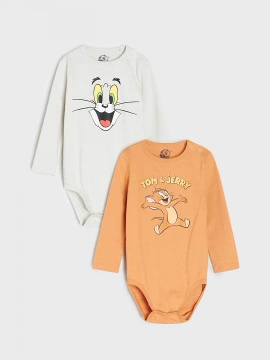 Obrázek produktu Sinsay - Bawełniane body z nadrukiem 2 pack Tom and Jerry - szary