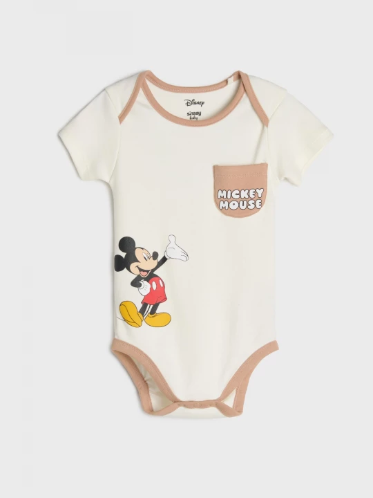 Obrázek produktu Sinsay - Bawełniane body z nadrukiem Mickey Mouse - kremowy