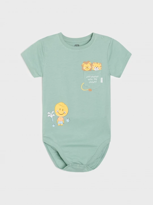 Obrázek produktu Sinsay - Bawełniane body z nadrukiem Mini Smiley® - zielony