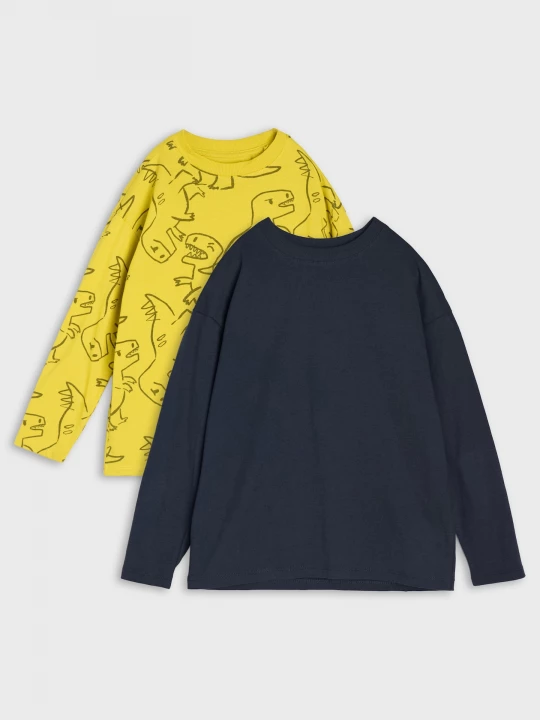 Obrázek produktu Sinsay - Bawełniane koszulki loose fit z motywem dinozaurów 2 pack - wielobarwny