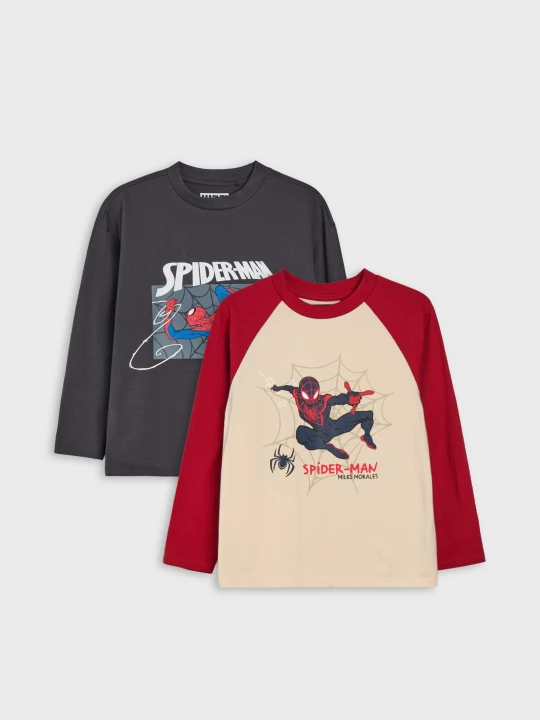 Obrázek produktu Sinsay - Bawełniane koszulki loose z długim rękawem 2 pack Spider-Man - wielobarwny