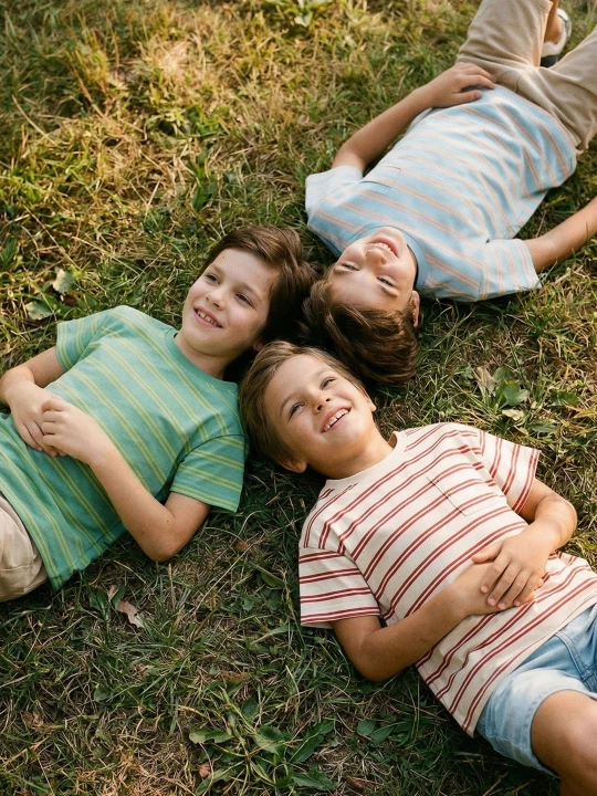 Obrázek produktu Sinsay - Bawełniane koszulki w paski 3 pack - beżowy