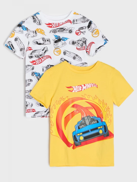 Obrázek produktu Sinsay - Bawełniane koszulki z nadrukiem 2 pack Hot Wheels - wielobarwny
