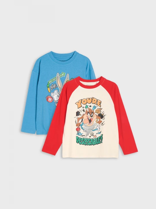 Obrázek produktu Sinsay - Bawełniane koszulki z nadrukiem 2 pack Looney Tunes - wielobarwny