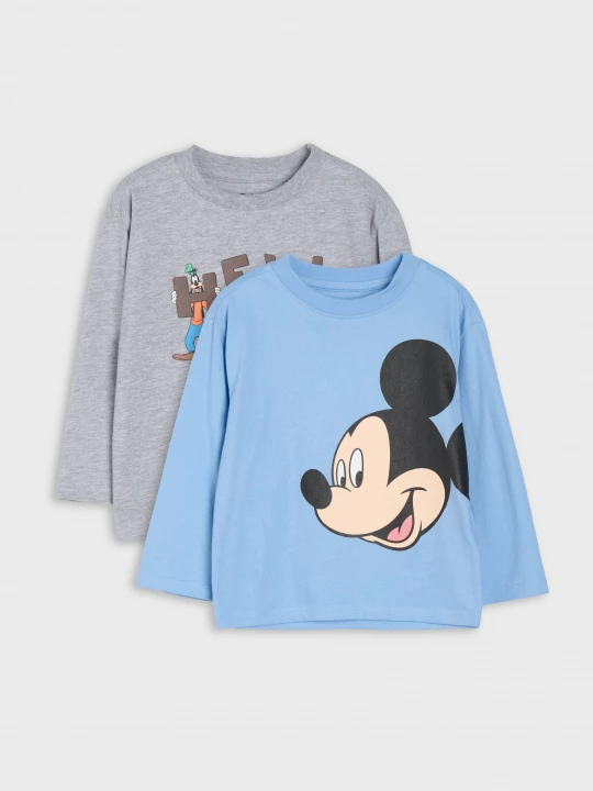 Obrázek produktu Sinsay - Bawełniane koszulki z nadrukiem 2 pack Mickey Mouse - szary