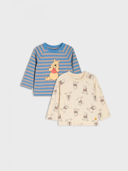 Obrázek produktu Sinsay - Bawełniane koszulki z nadrukiem 2 pack Winnie the Pooh - kremowy