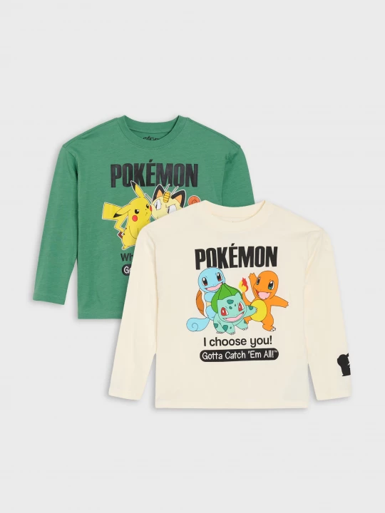 Obrázek produktu Sinsay - Bawełniane koszulki z nadrukiem Pokémon 2 pack - wielobarwny