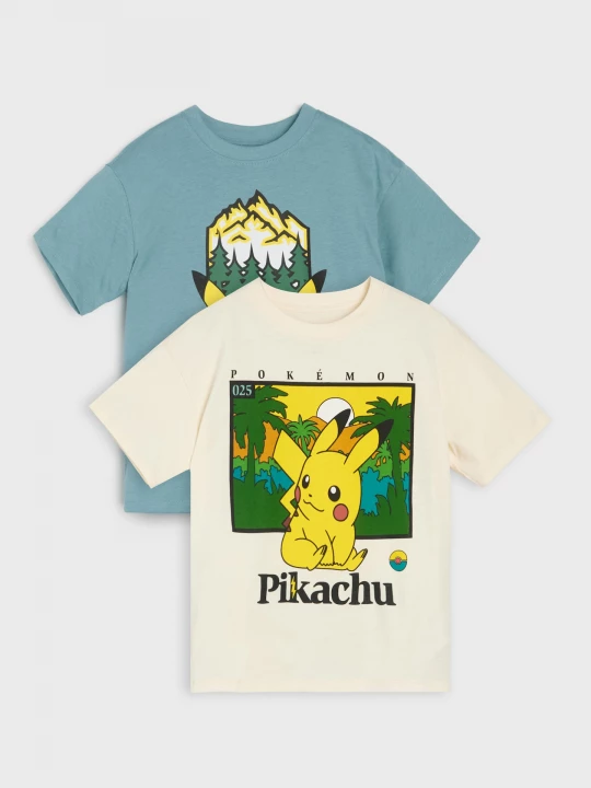 Obrázek produktu Sinsay - Bawełniane koszulki z nadrukiem Pokémon 2 pack - wielobarwny