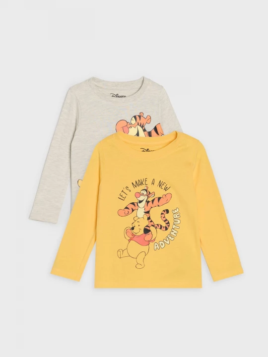 Obrázek produktu Sinsay - Bawełniane koszulki z nadrukiem Winnie the Pooh 2 pack - kremowy