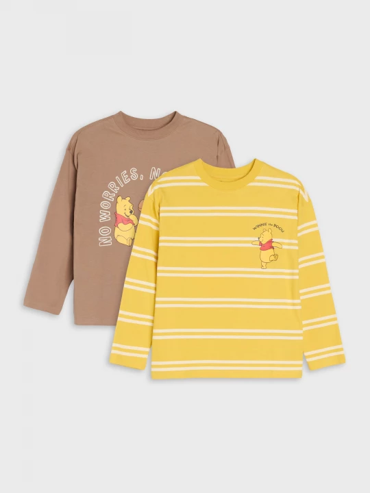Obrázek produktu Sinsay - Bawełniane koszulki z nadrukiem Winnie the Pooh 2 pack - wielobarwny