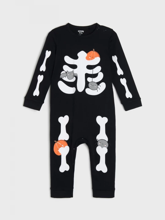 Obrázek produktu Sinsay - Bawełniany pajacyk piżamowy z motywem halloweenowym - czarny