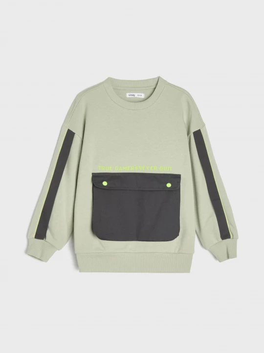 Obrázek produktu Sinsay - Bluza crewneck z kieszenią typu kangurka - zielony