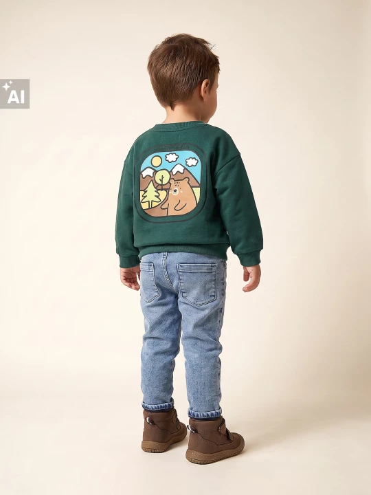 Obrázek produktu Sinsay - Bluza crewneck z nadrukiem misia - zielony
