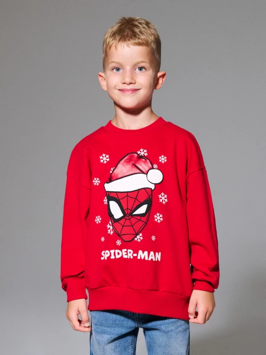Obrázek produktu Sinsay - Bluza crewneck z nadrukiem Spider-Man - czerwony
