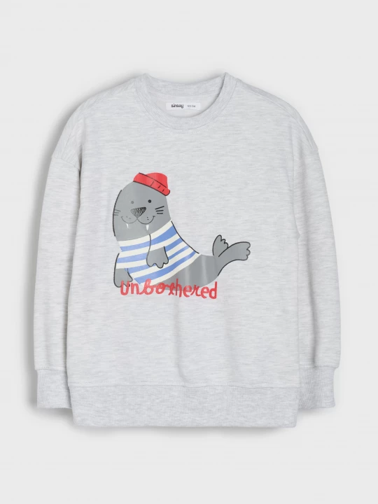 Obrázek produktu Sinsay - Bluza crewneck z nadrukiem - szary