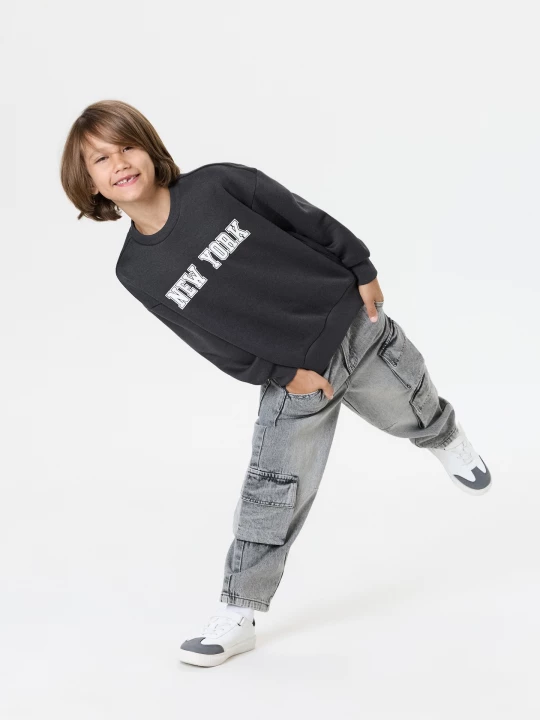Obrázek produktu Sinsay - Bluza crewneck z napisem New York - szary