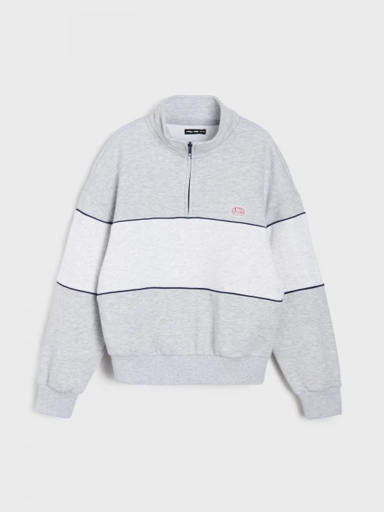 Obrázek produktu Sinsay - Bluza dresowa half-zip ze stójką - wielobarwny