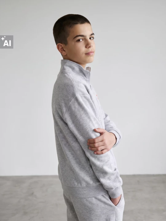 Obrázek produktu Sinsay - Bluza half-zip z bawełną - szary