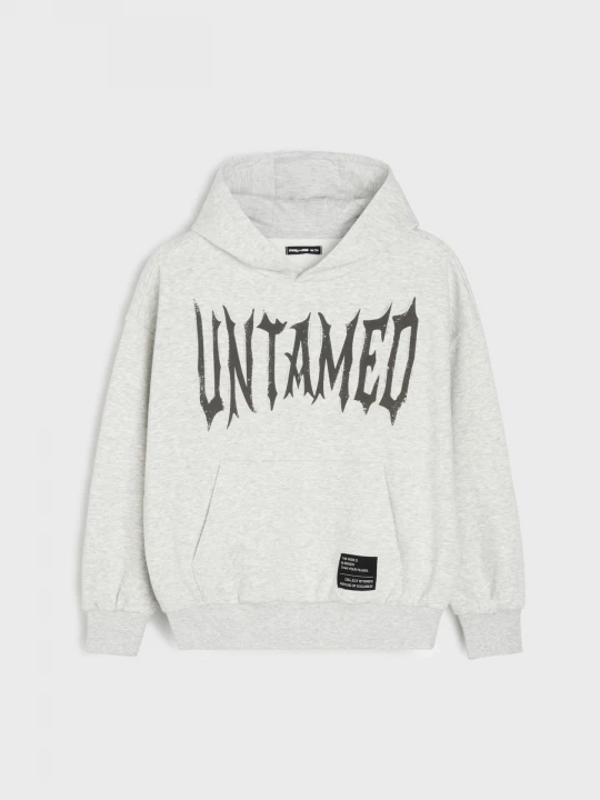 Obrázek produktu Sinsay - Bluza hoodie oversize z nadrukiem - szary