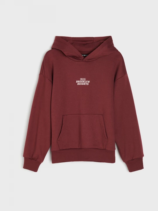 Obrázek produktu Sinsay - Bluza hoodie z bawełną - bordowy
