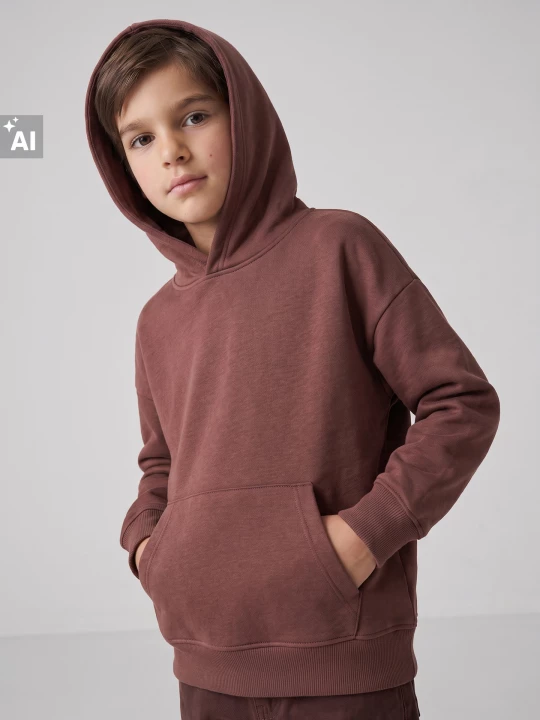 Obrázek produktu Sinsay - Bluza hoodie z bawełną - czerwony