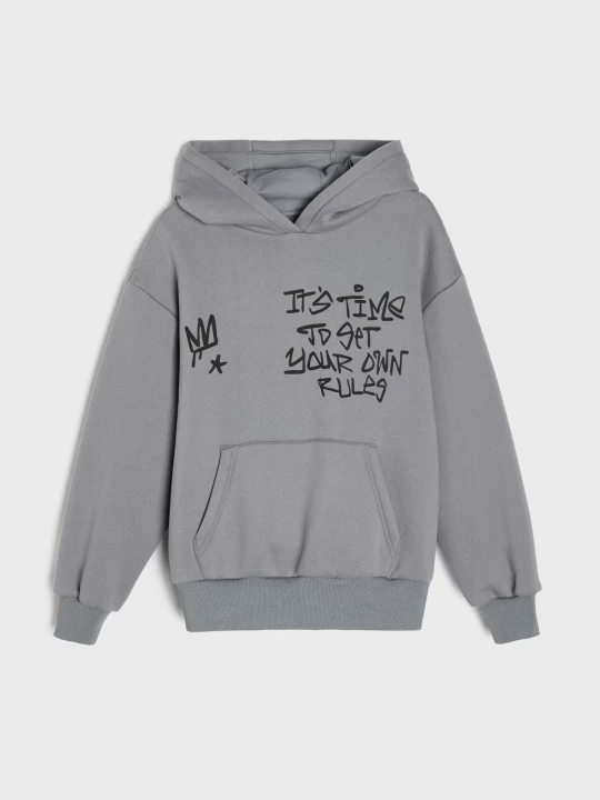 Obrázek produktu Sinsay - Bluza hoodie z nadrukiem graffiti - szary