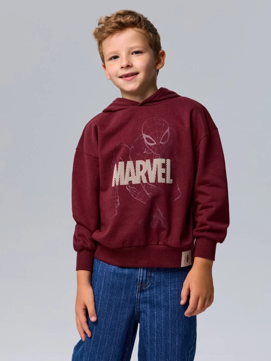 Obrázek produktu Sinsay - Bluza hoodie z nadrukiem Spider-Man - bordowy