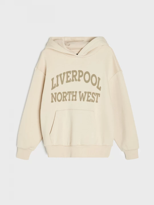 Obrázek produktu Sinsay - Bluza hoodie z napisem - beżowy