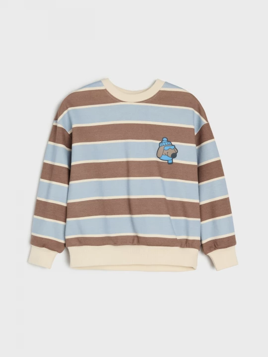 Obrázek produktu Sinsay - Bluza loose fit w paski z nadrukiem ubranego psa - wielobarwny