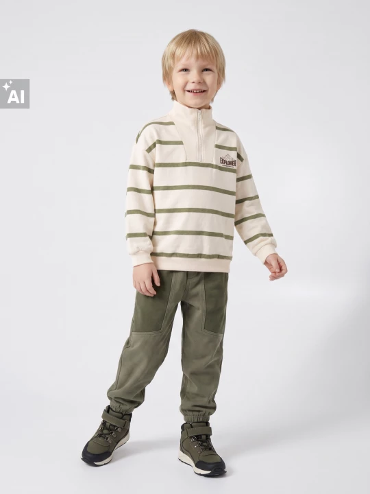 Obrázek produktu Sinsay - Bluza loose fit w paski ze stójką - kremowy