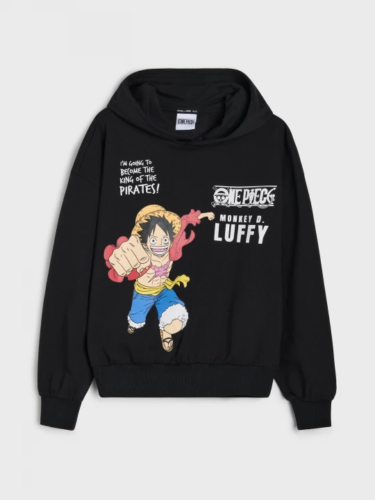 Obrázek produktu Sinsay - Bluza oversize z katurem z nadrukiem One Piece - czarny