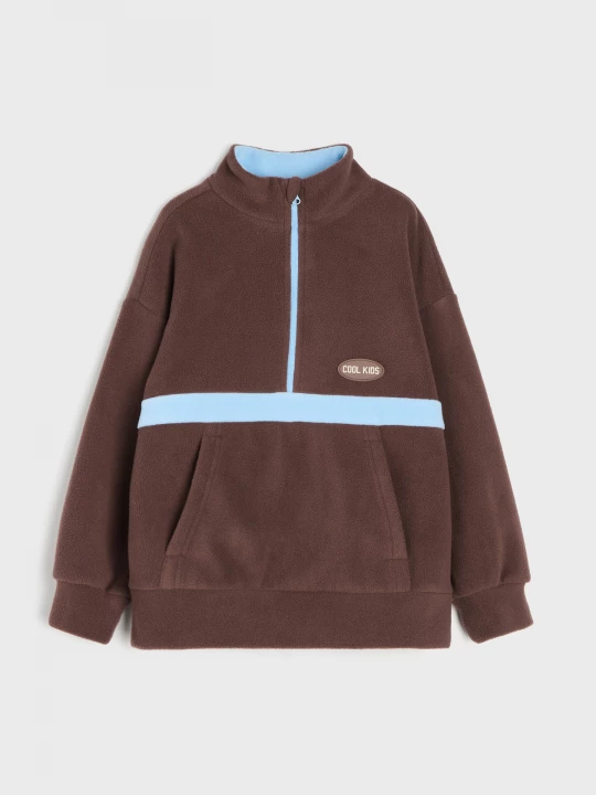 Obrázek produktu Sinsay - Bluza polarowa half-zip Active - brązowy