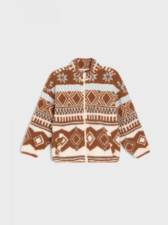 Obrázek produktu Sinsay - Bluza sherpa loose fit ze stójką - wielobarwny