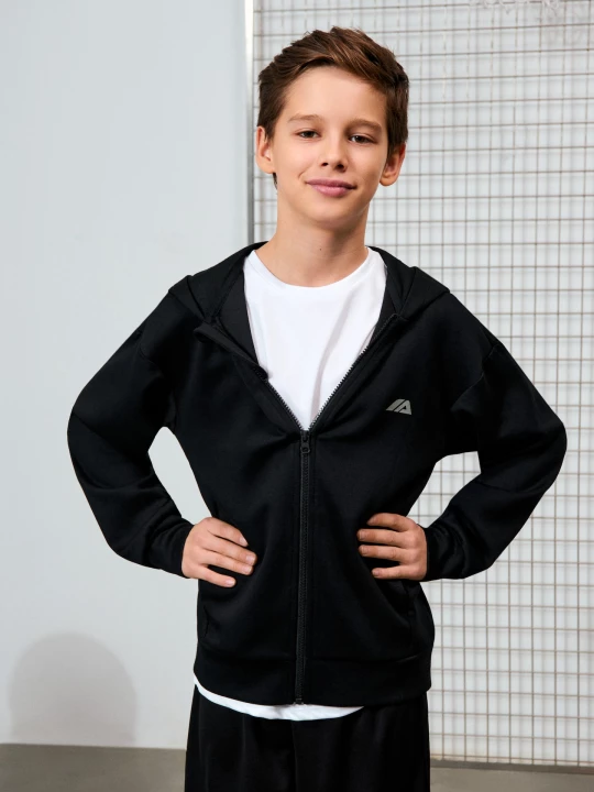 Obrázek produktu Sinsay - Bluza sportowa Active z kapturem na zamek z elementami odblaskowymi - czarny