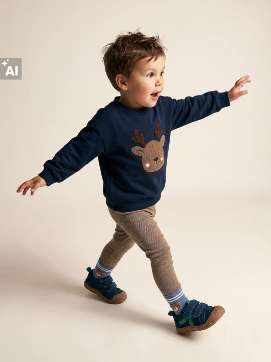 Obrázek produktu Sinsay - Bluza świąteczna crewneck z aplikacją renifera - szary
