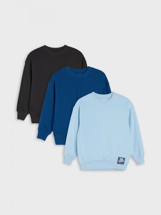 Obrázek produktu Sinsay - Bluzy crewneck z bawełną 3 pack - wielobarwny