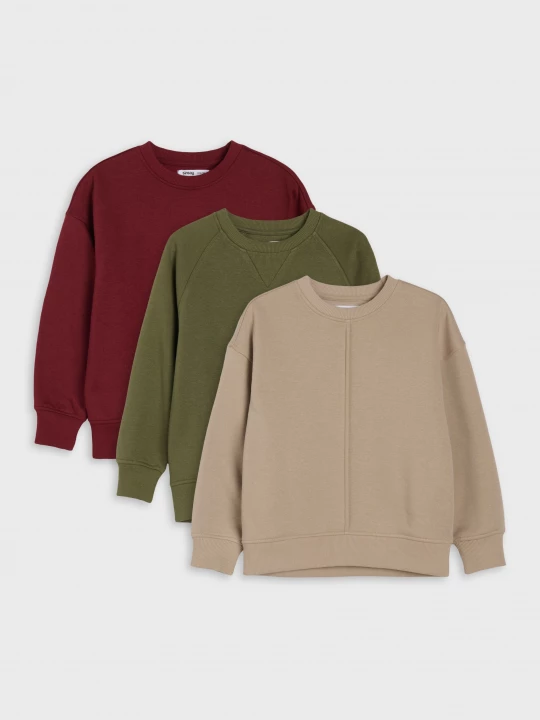 Obrázek produktu Sinsay - Bluzy z bawełną 3 pack - khaki