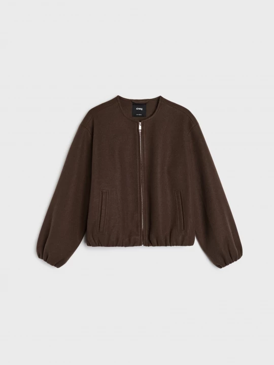 Obrázek produktu Sinsay - Bunda bomber z imitace semiše - tmavě hnědá