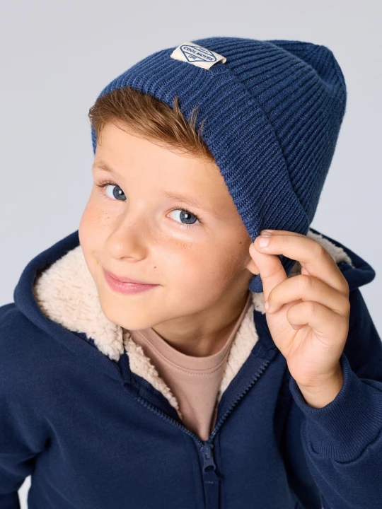 Obrázek produktu Sinsay - Czapka beanie z wiskozą i naszywką - niebieski