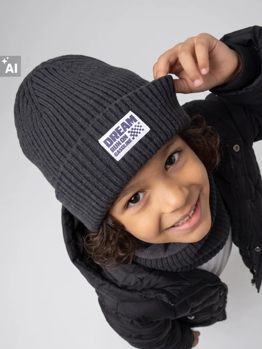 Obrázek produktu Sinsay - Czapka beanie z wiskozą i naszywką - niebieski