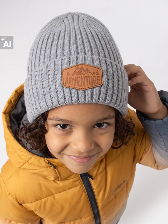 Obrázek produktu Sinsay - Czapka beanie z wiskozą i naszywką - szary