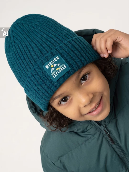 Obrázek produktu Sinsay - Czapka beanie z wiskozą i naszywką - zielony