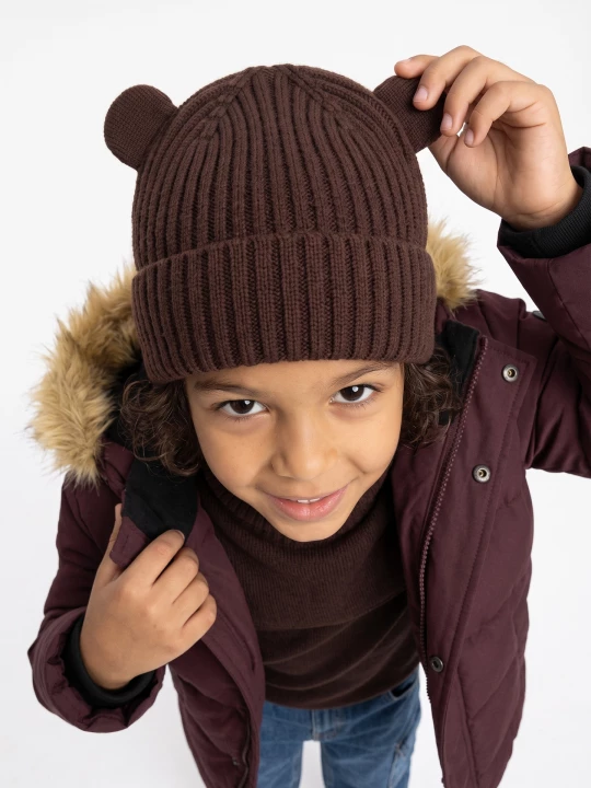 Obrázek produktu Sinsay - Czapka typu beanie z domieszką wiskozy z uszkami - brązowy