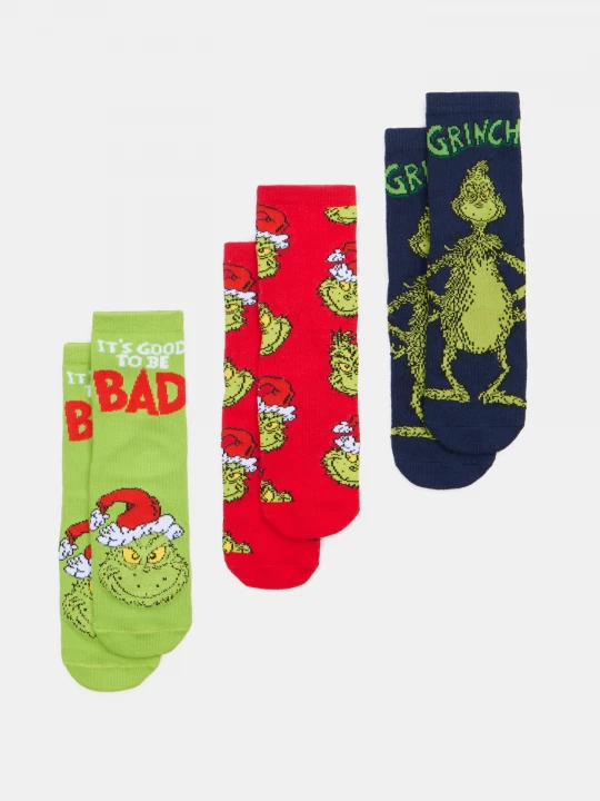 Obrázek produktu Sinsay - Długie skarpetki z bawełną 3 pack Grinch - wielobarwny